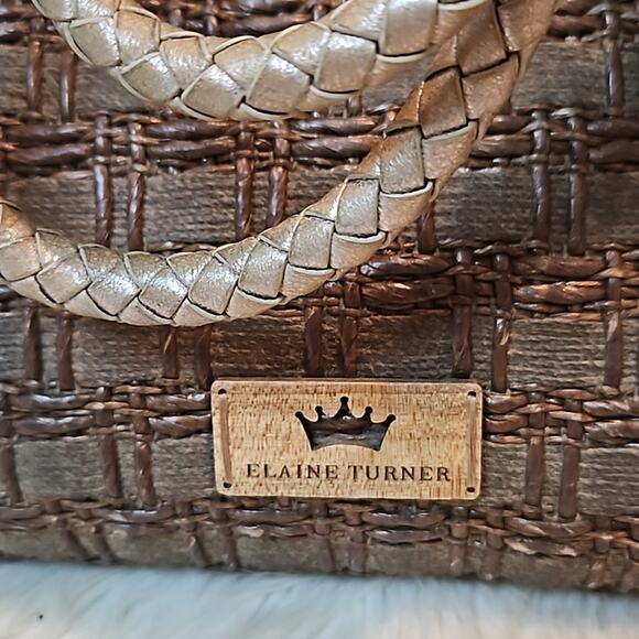 Elaine Turner Sophie Vertical Moroccan Espresso Brown Woven Handbag Large Tote - Picture 4 of 12